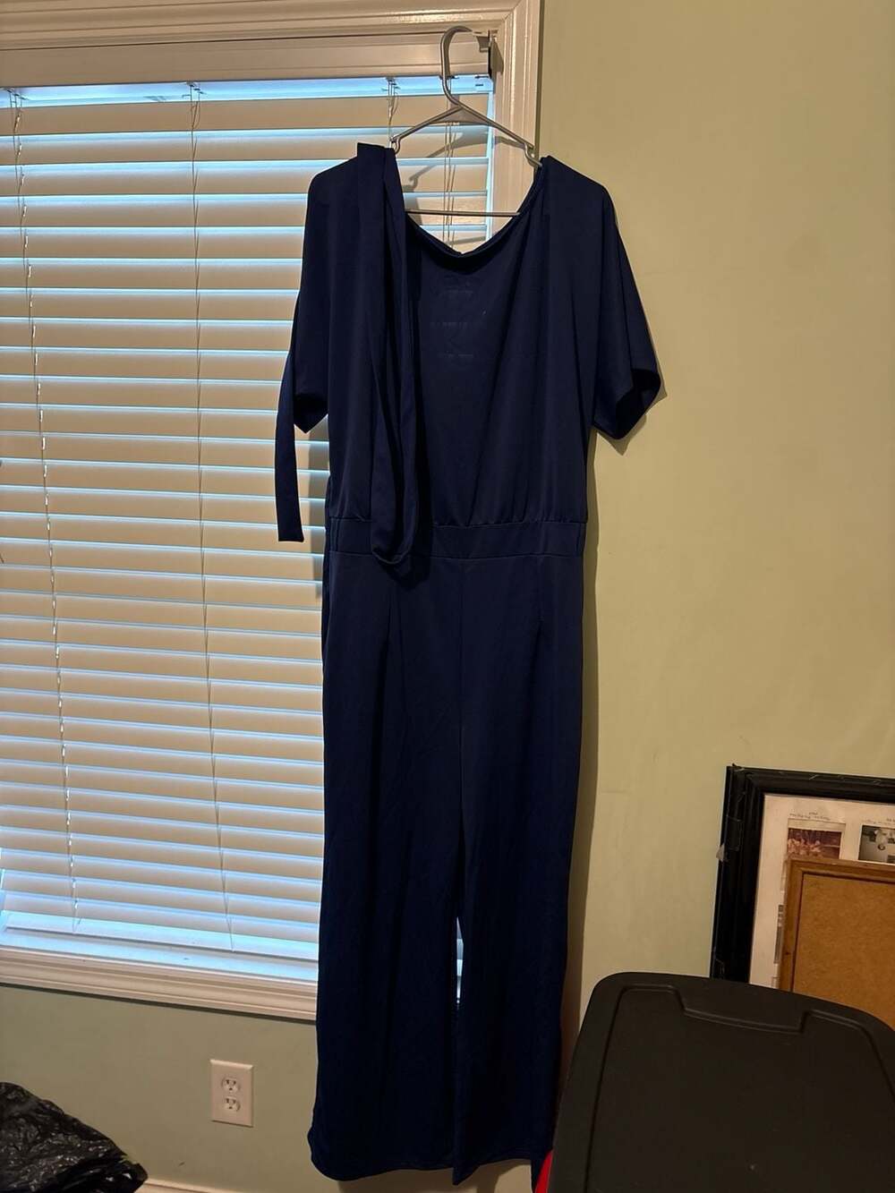 Women's Casual Short Sleeve Crewneck Wide Leg Jumpsuit with Back Keyhole